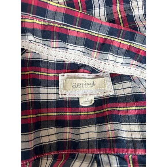 Aerie Women's Button Down Top Small Blue White Pink - Picture 4 of 4